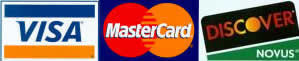 We accept Visa, Mastercard and Discover